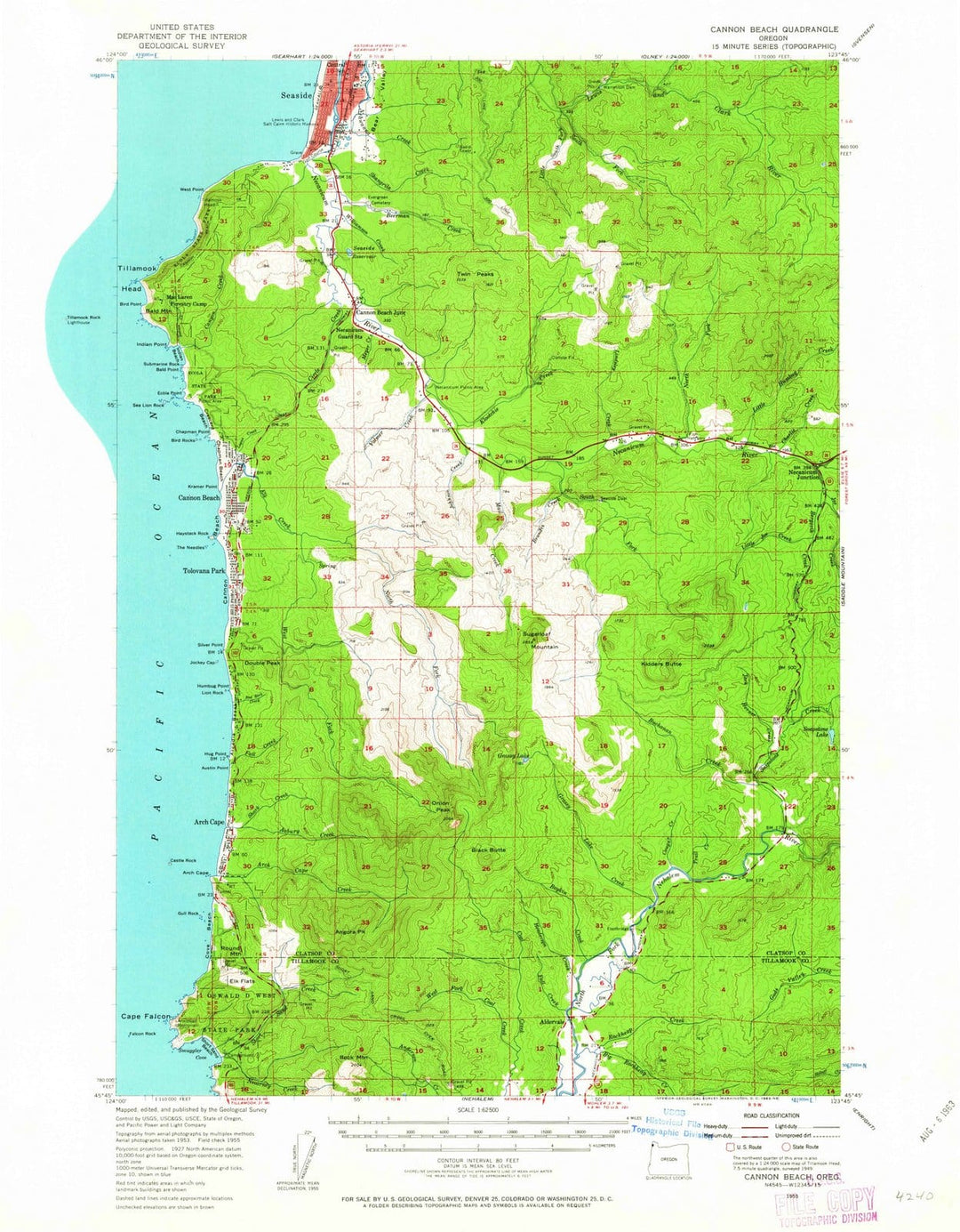 1955 Cannon Beach, OR - Oregon - USGS Topographic Map