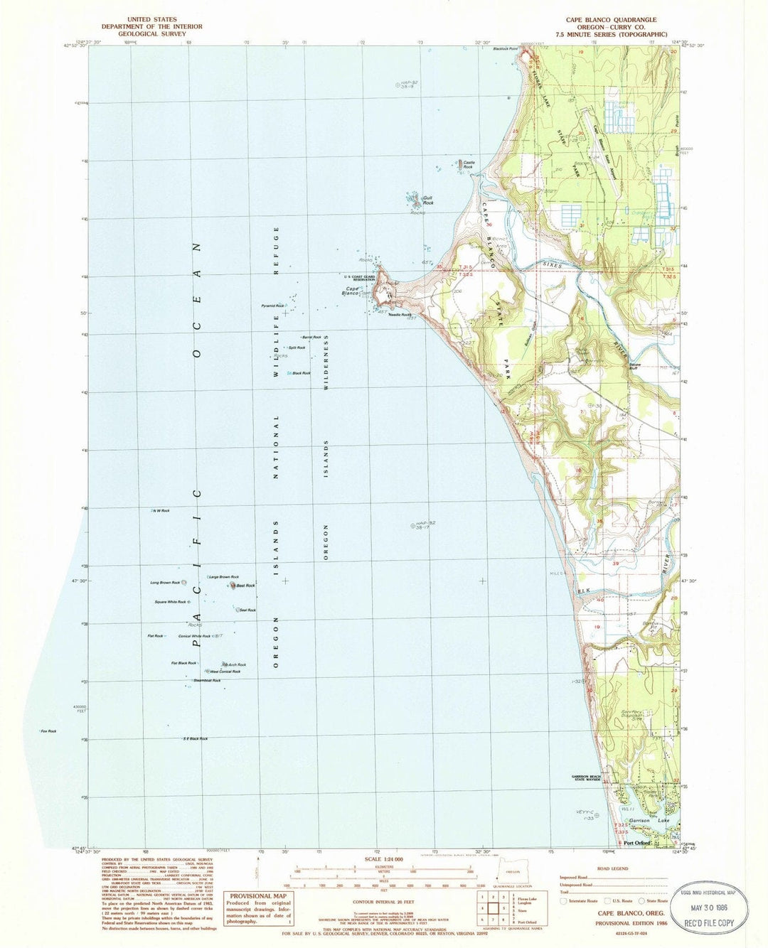 1986 Cape Blanco, OR - Oregon - USGS Topographic Map