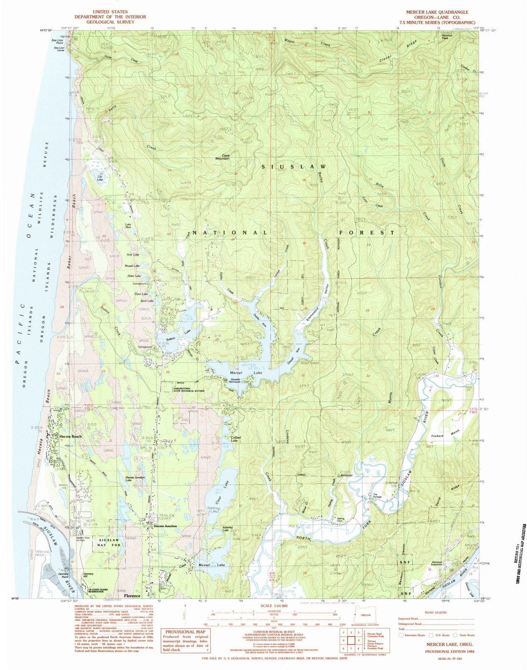 1984 Mercer Lake, OR - Oregon - USGS Topographic Map