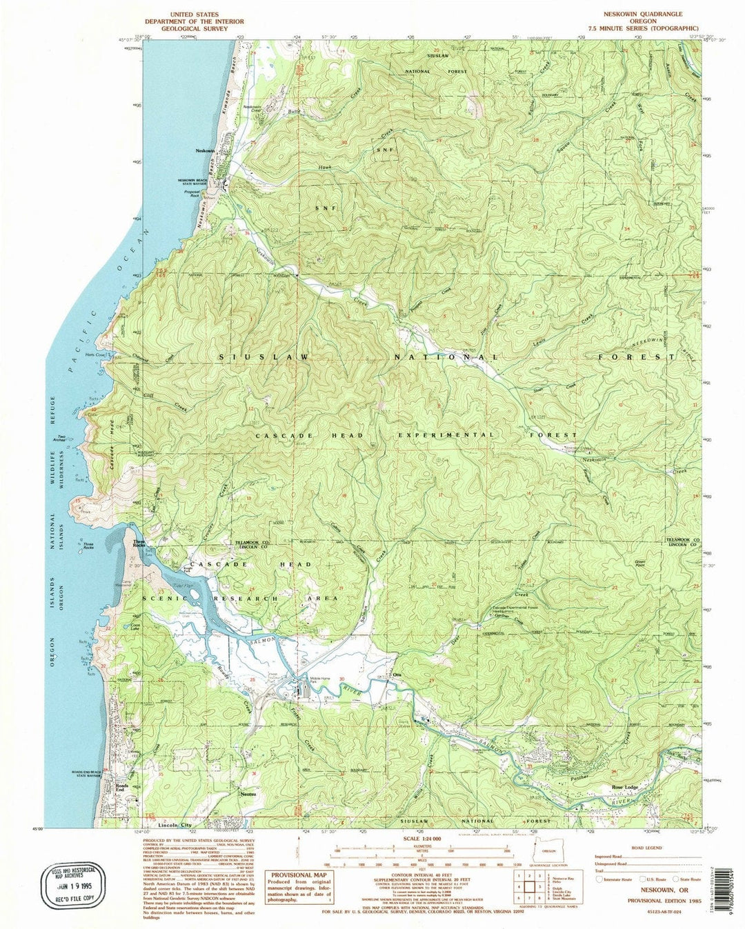 1985 Neskowin, OR - Oregon - USGS Topographic Map