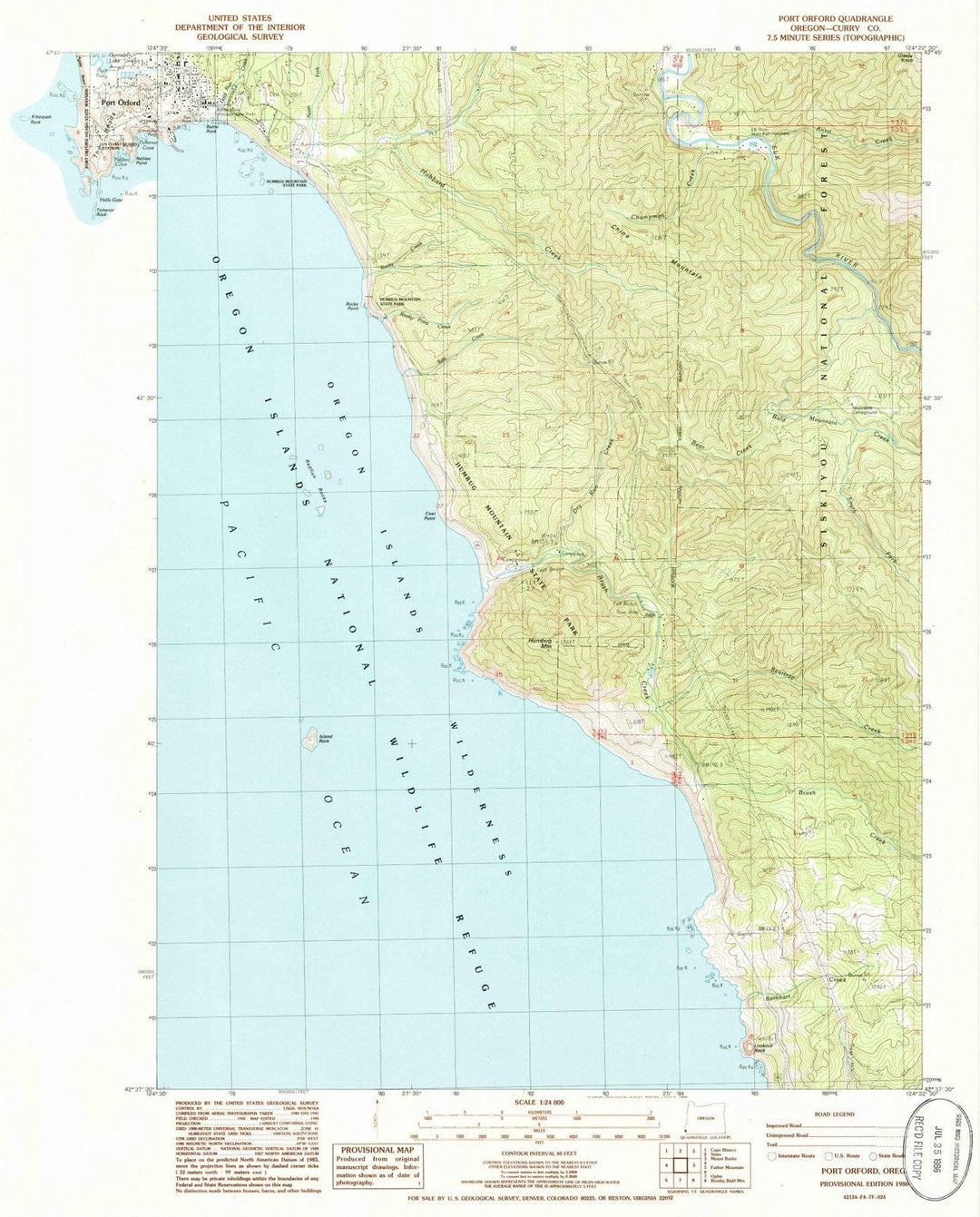 1986 Port Orford, OR - Oregon - USGS Topographic Map