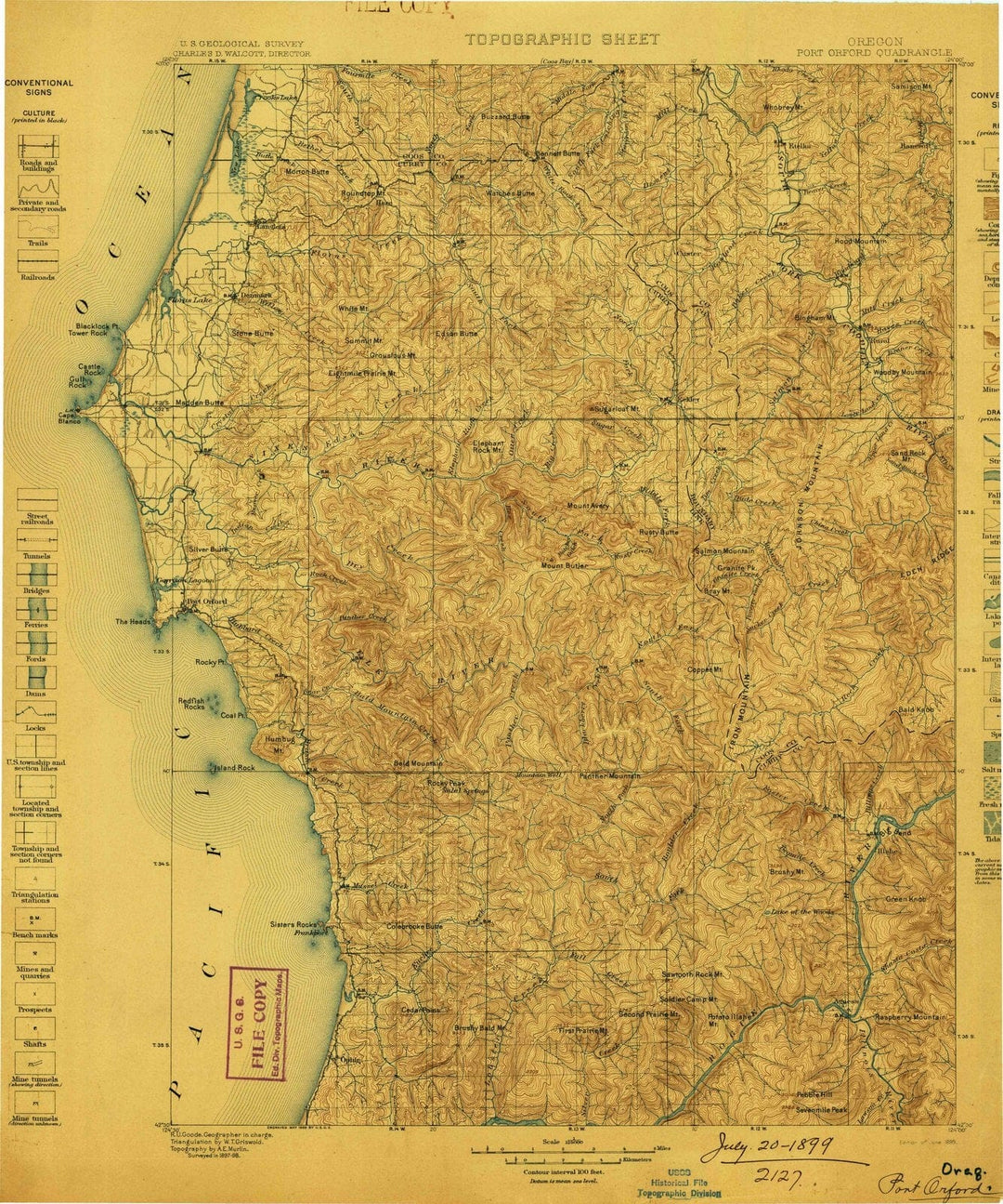 1899 Port Orford, OR - Oregon - USGS Topographic Map