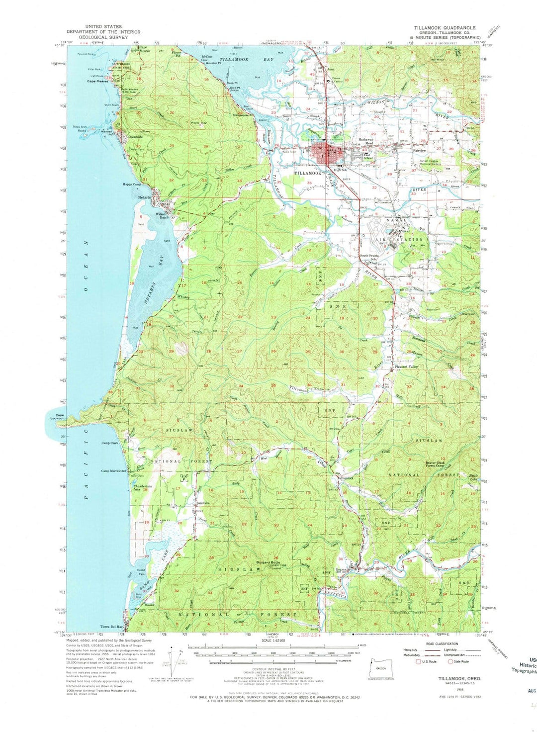 1955 Tillamook, OR - Oregon - USGS Topographic Map