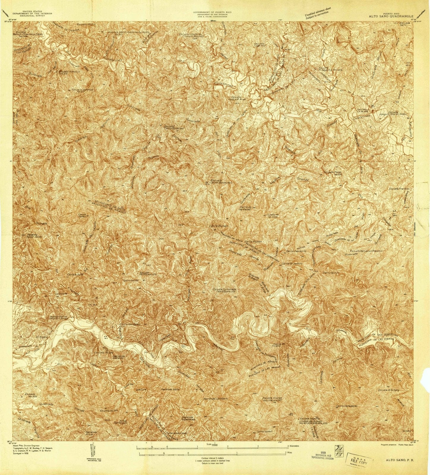 1938 Alto Sano, PR - Puerto Rico - USGS Topographic Map