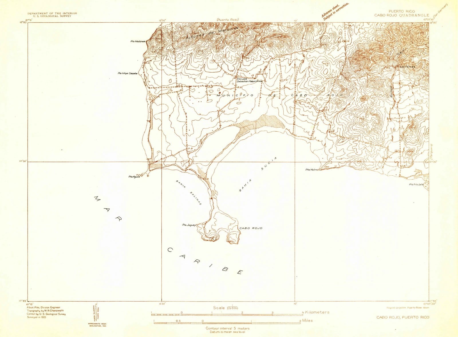 1935 Cabo Rojo, PR - Puerto Rico - USGS Topographic Map