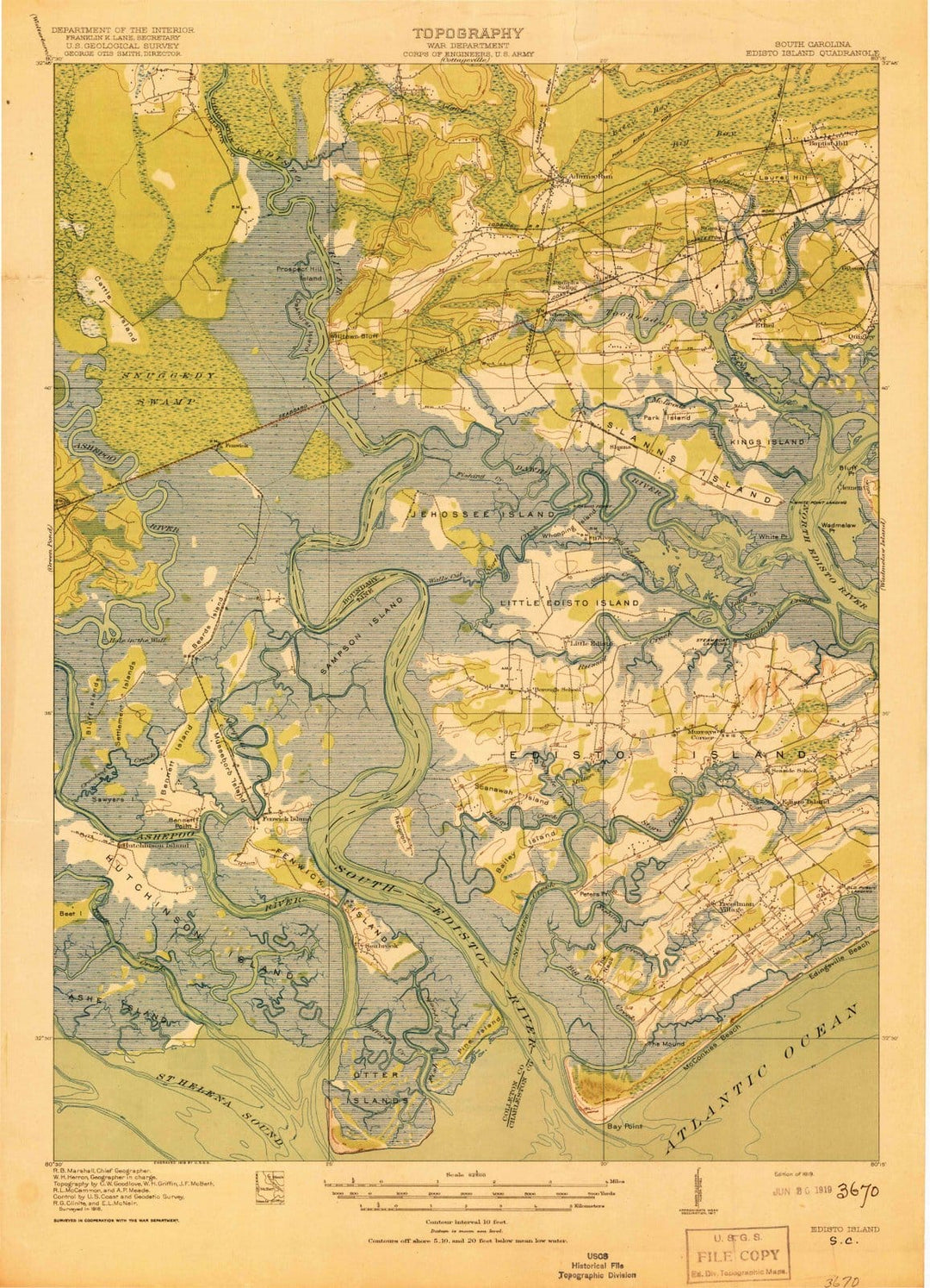 1919 Edisto Island, SC - South Carolina - USGS Topographic Map