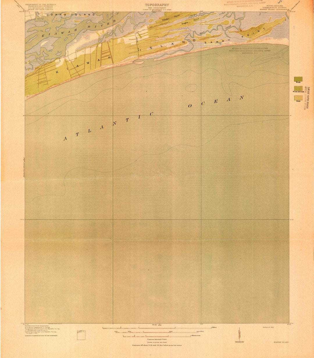 1918 Kiawah Island, SC - South Carolina - USGS Topographic Map