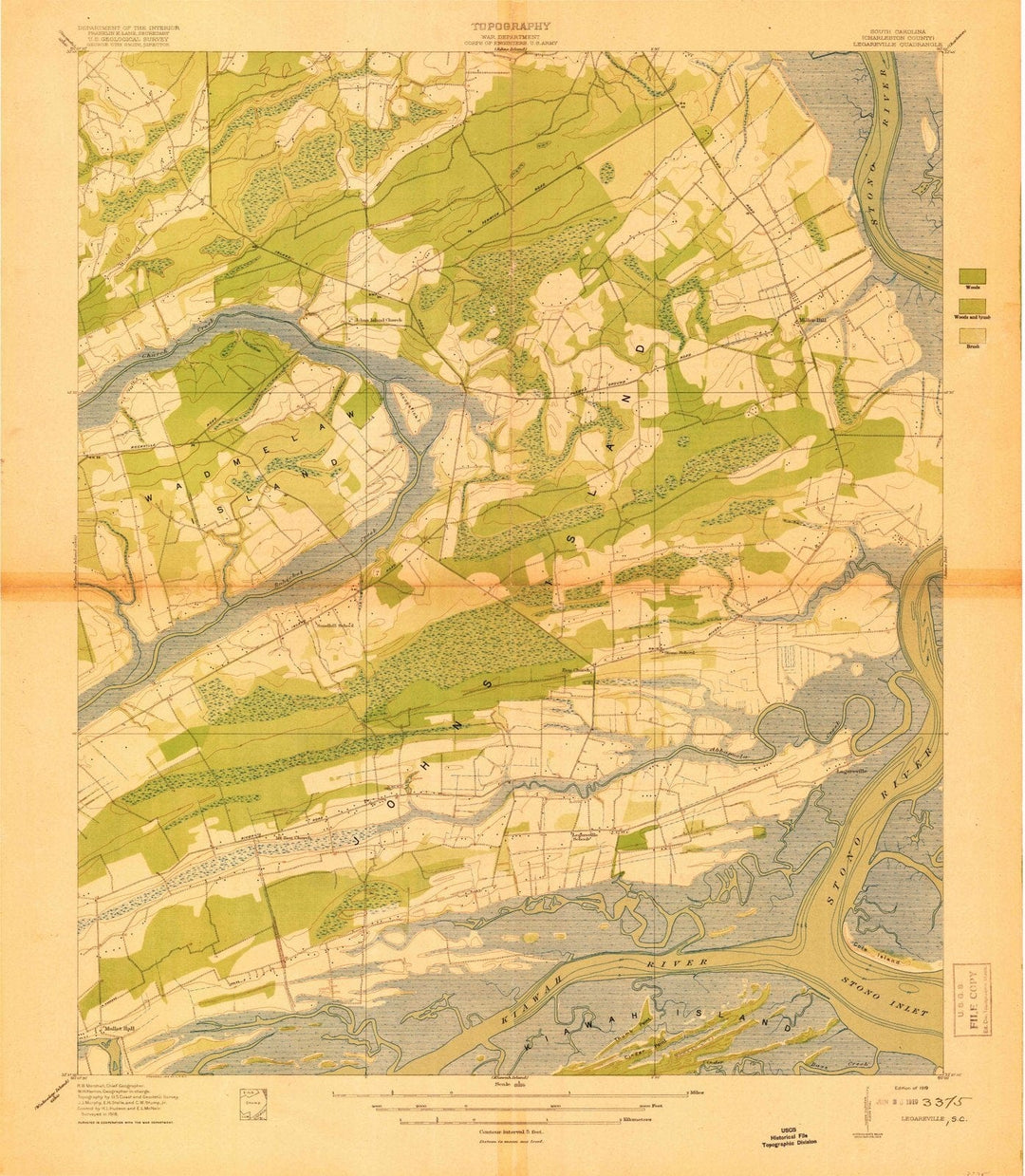 1919 Legareville, SC - South Carolina - USGS Topographic Map