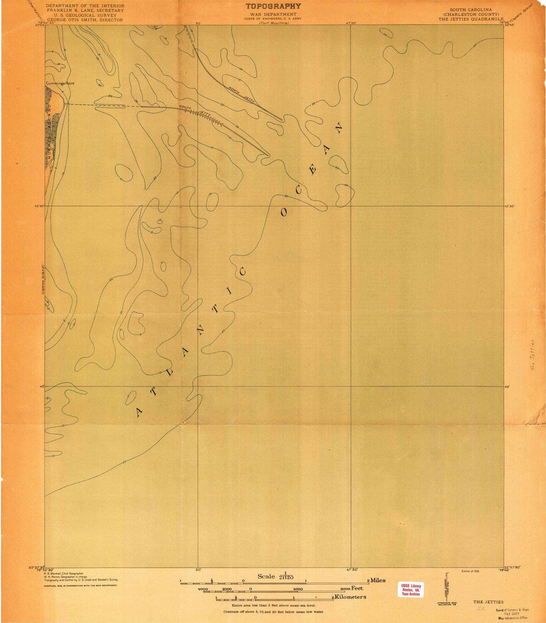 1919 The Jetties, SC - South Carolina - USGS Topographic Map