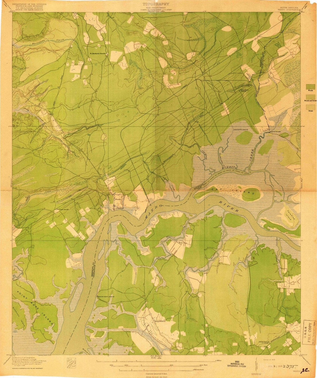 1919 Wando, SC - South Carolina - USGS Topographic Map