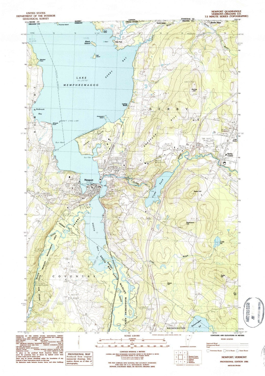 1986 Newport, VT - Vermont - USGS Topographic Map