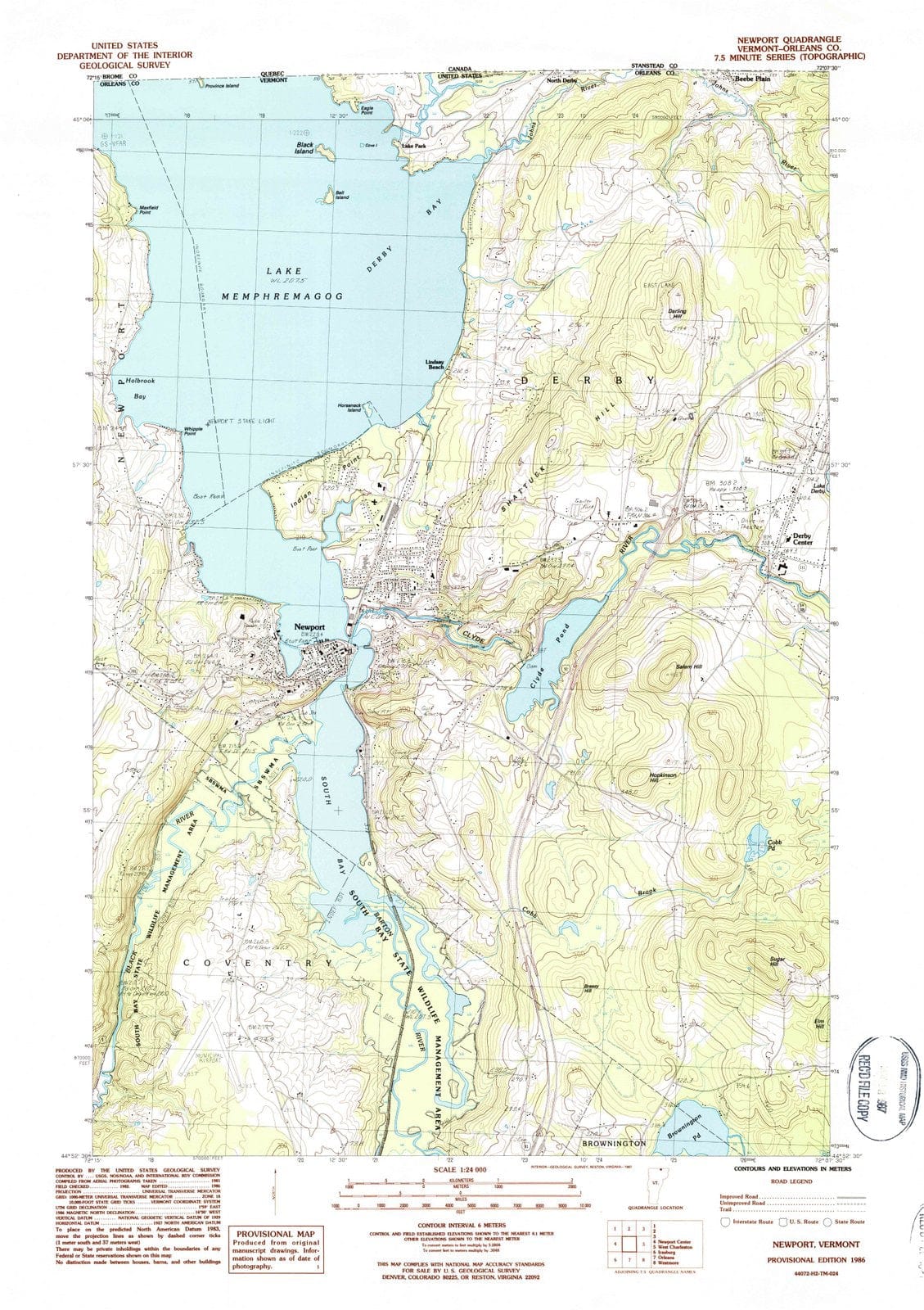 1986 Newport, VT - Vermont - USGS Topographic Map