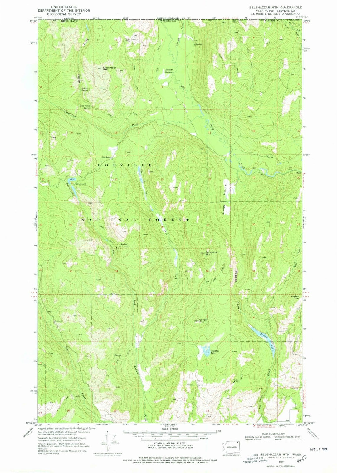 1969 Belshazzar MTN, WA - Washington - USGS Topographic Map