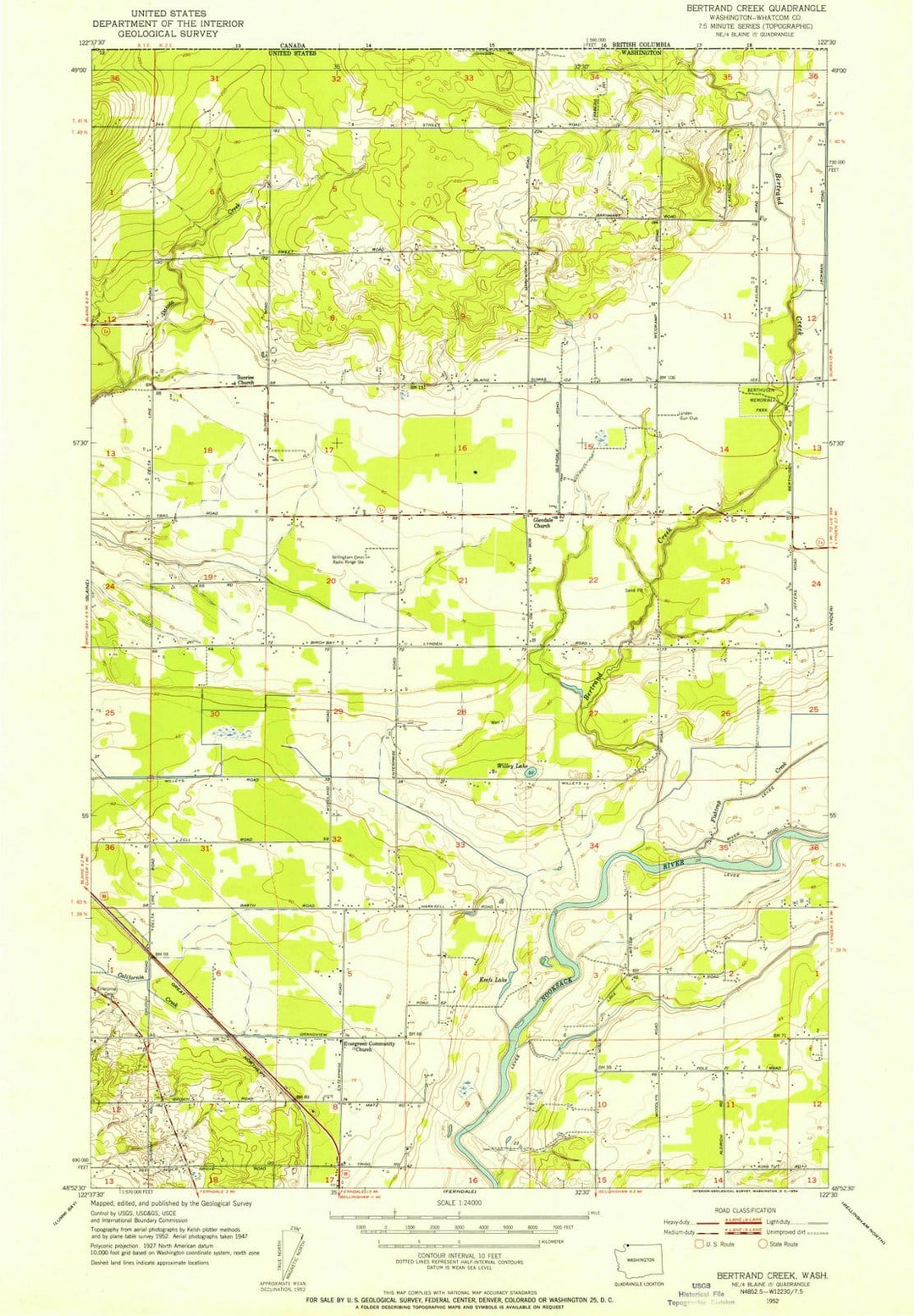 1952 Bertrand Creek, WA - Washington - USGS Topographic Map