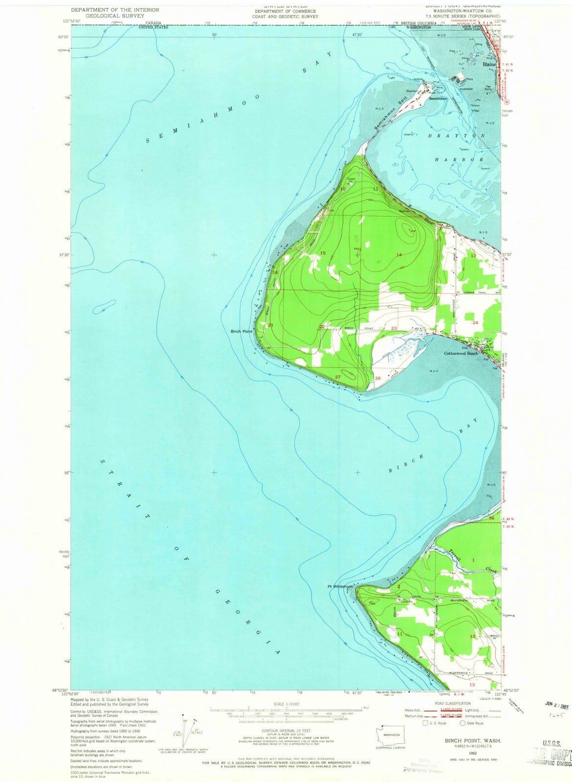 1952 Birch Point, WA - Washington - USGS Topographic Map