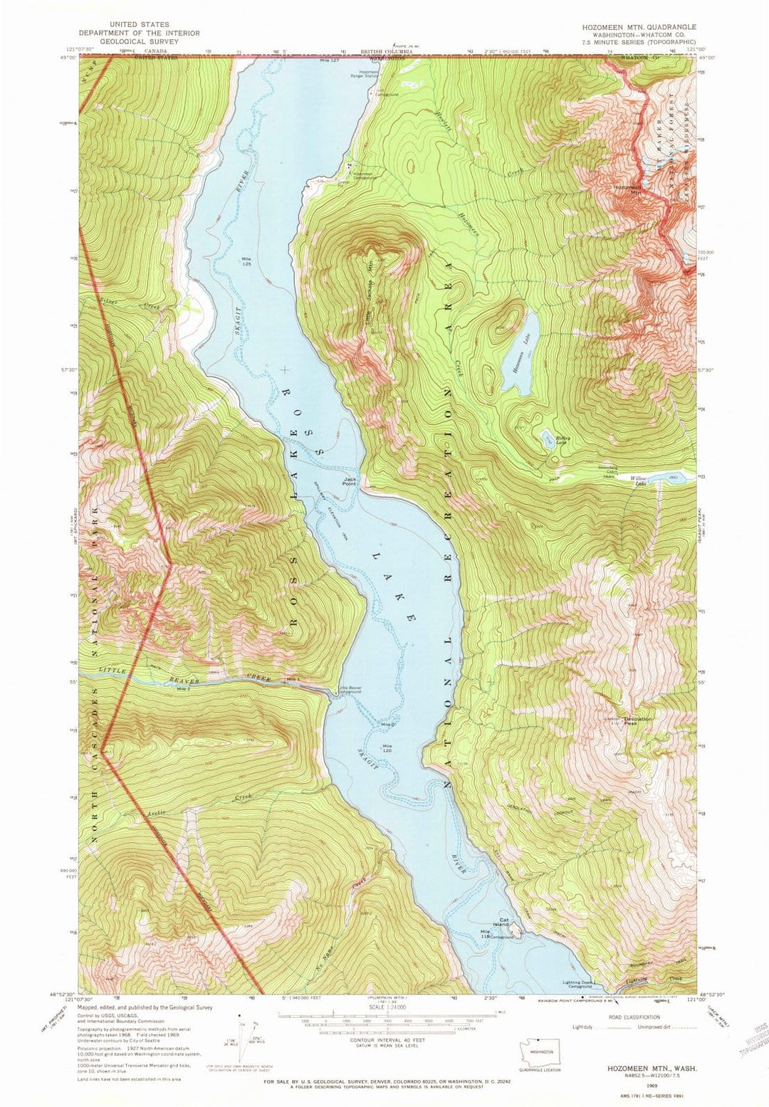 1969 Hozomeen MTN, WA - Washington - USGS Topographic Map