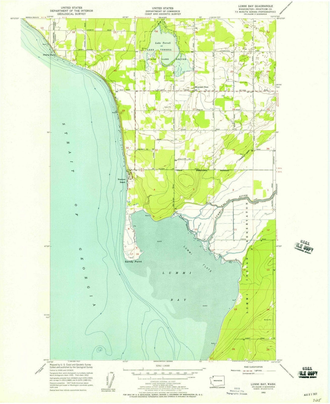 1952 Lummi Bay, WA - Washington - USGS Topographic Map