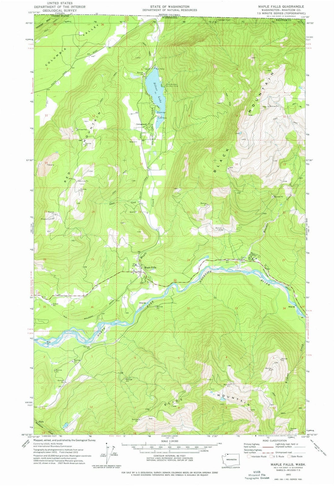 1972 Maple Falls, WA - Washington - USGS Topographic Map