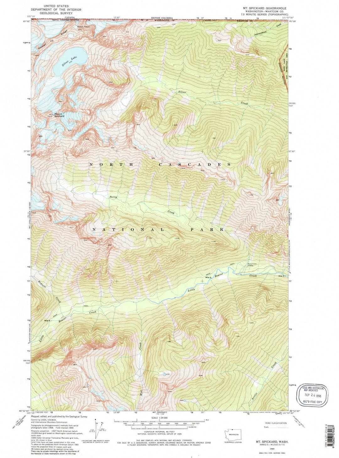 1969 Mt Spickard, WA - Washington - USGS Topographic Map