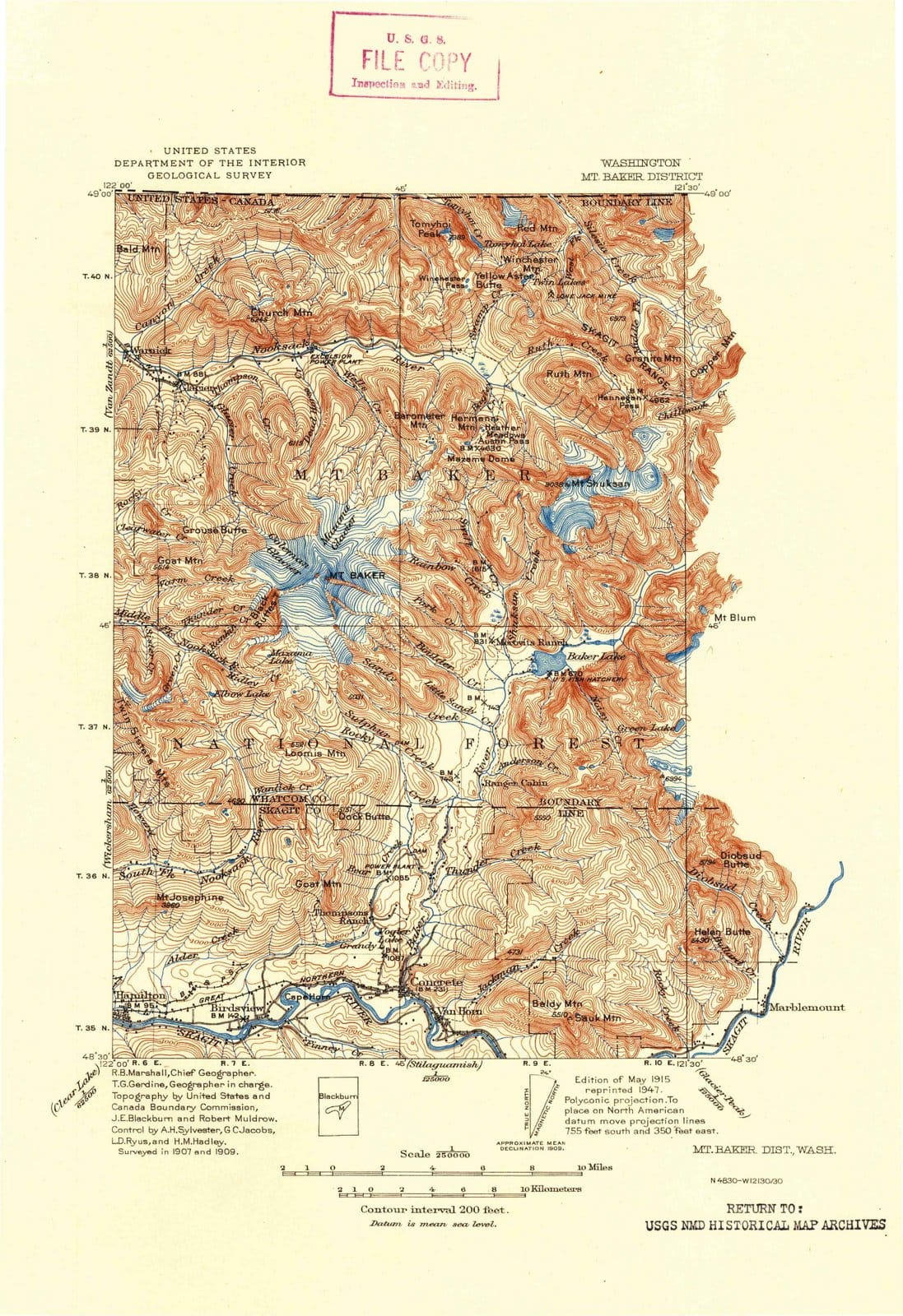 1915 Mt. Baker Dist, WA - Washington - USGS Topographic Map