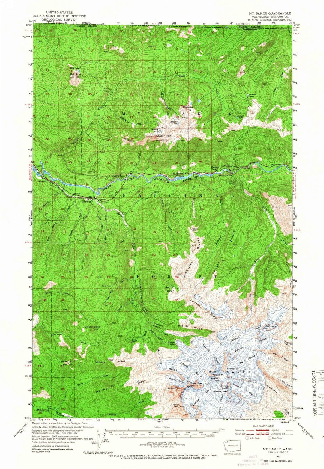 1952 Mt. Baker, WA - Washington - USGS Topographic Map