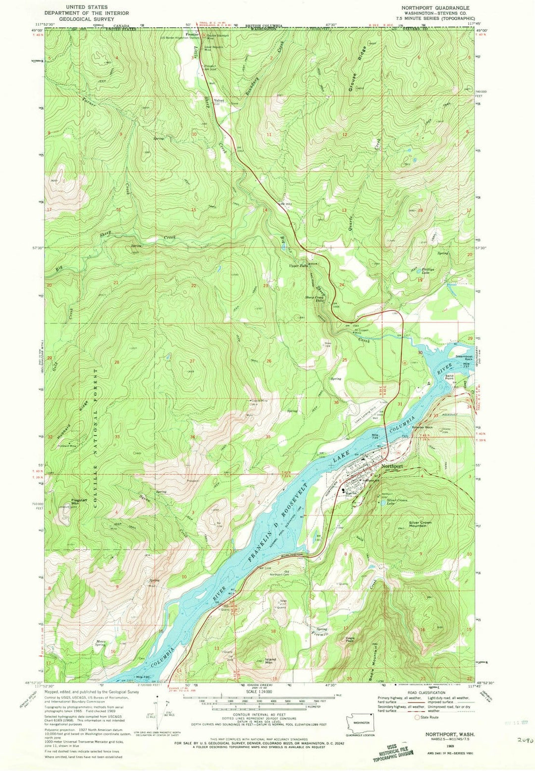 1969 Northport, WA - Washington - USGS Topographic Map