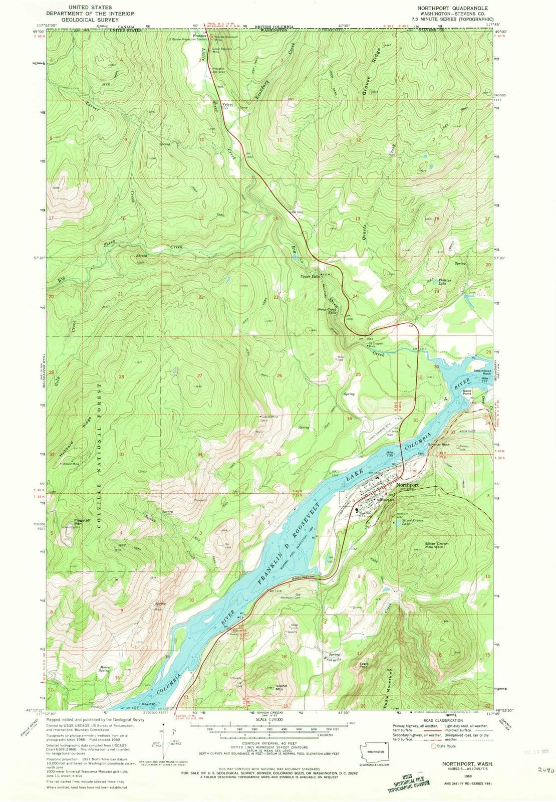 1969 Northport, WA - Washington - USGS Topographic Map