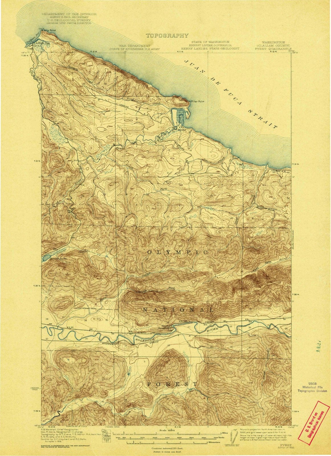 1922 Pysht, WA - Washington - USGS Topographic Map