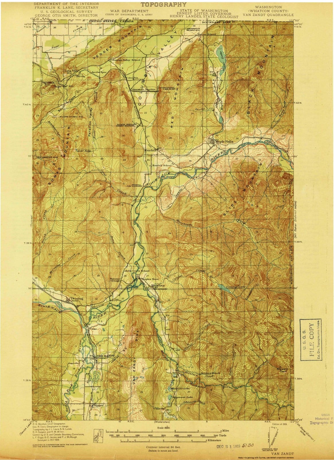 1919 Van Zandt, WA - Washington - USGS Topographic Map