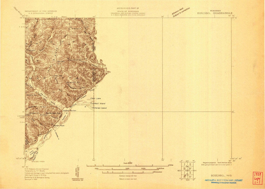 1929 Boscobel, WI - Wisconsin - USGS Topographic Map