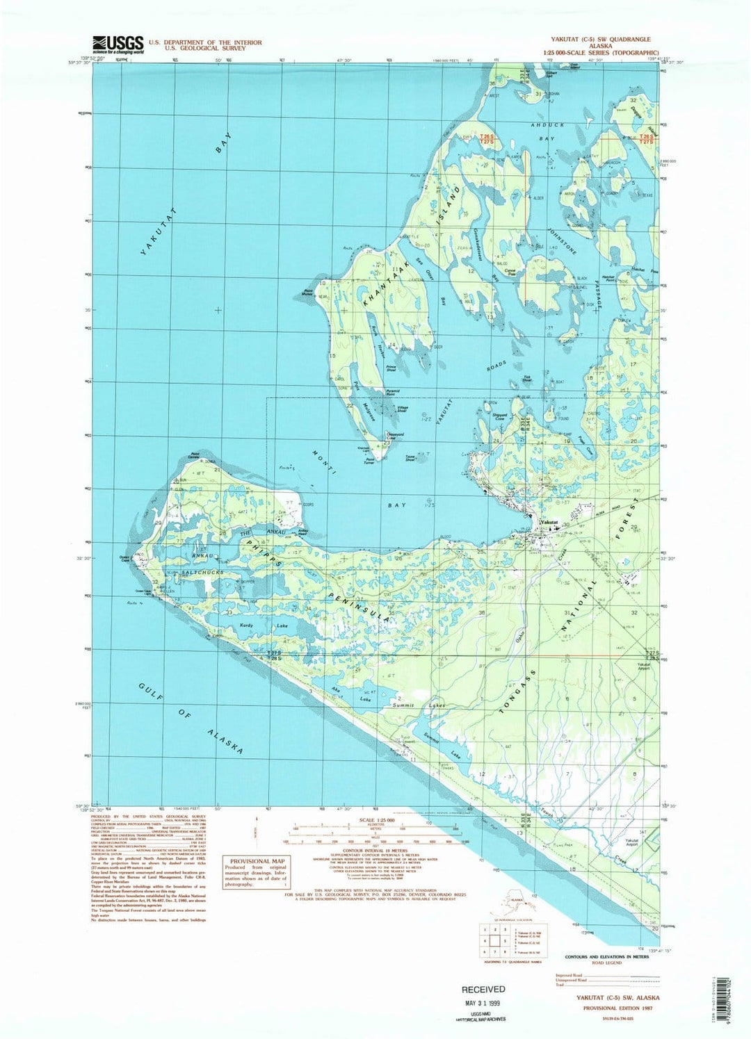 1987 Yakutat, AK - Alaska - USGS Topographic Map v6