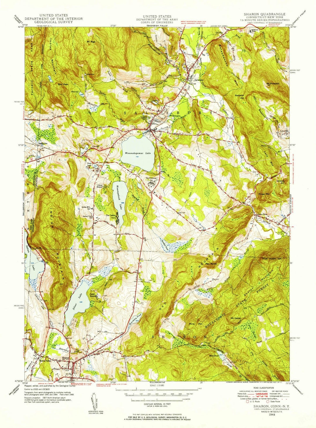 1948 Sharon, CT - Connecticut - USGS Topographic Map