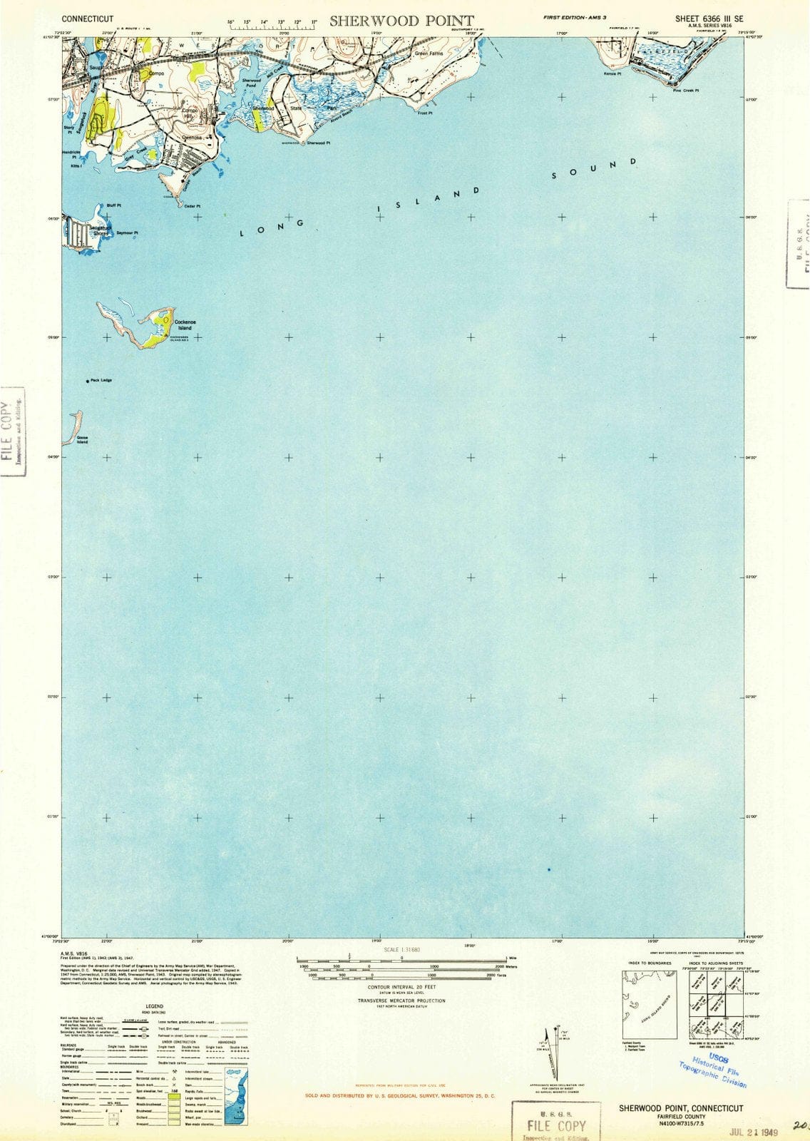 1947 Sherwood Point, CT - Connecticut - USGS Topographic Map