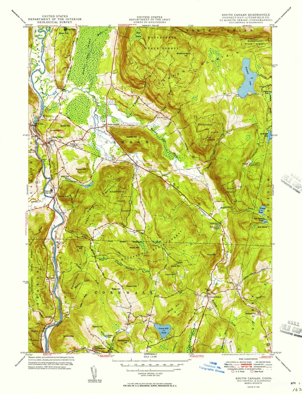 1950 South Canaan, CT - Connecticut - USGS Topographic Map