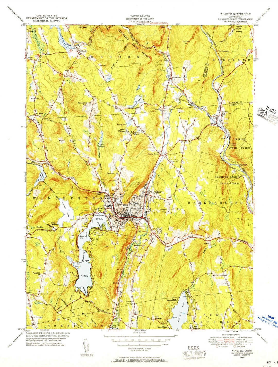 1948 Winsted, CT - Connecticut - USGS Topographic Map