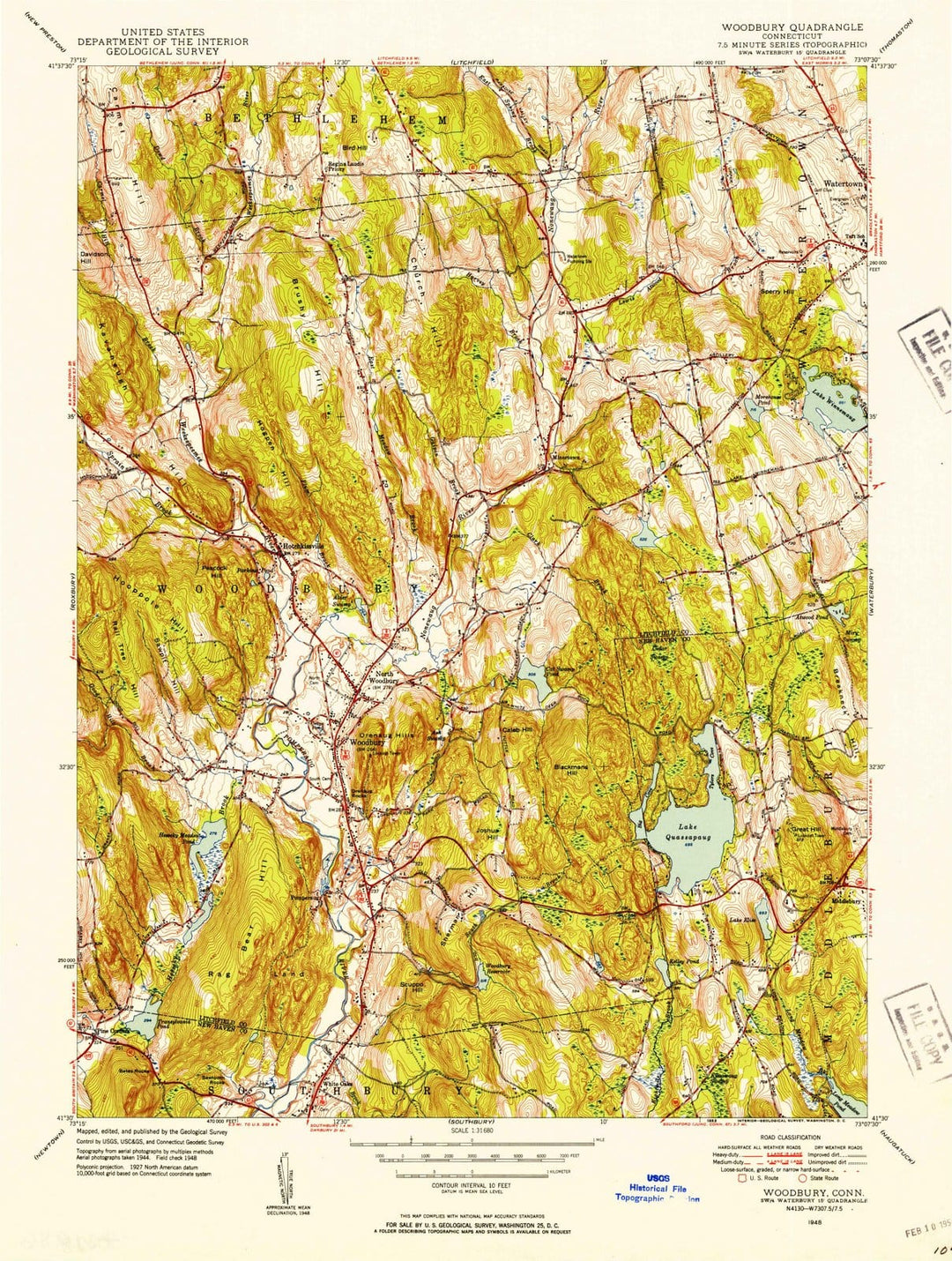 1948 Woodbury, CT - Connecticut - USGS Topographic Map