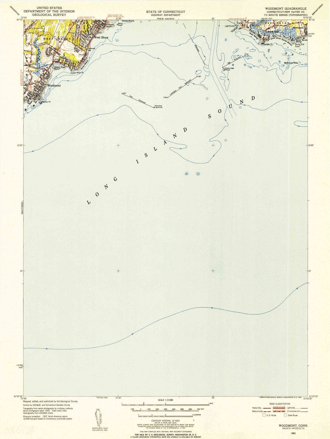 1951 Woodmont, CT - Connecticut - USGS Topographic Map v2