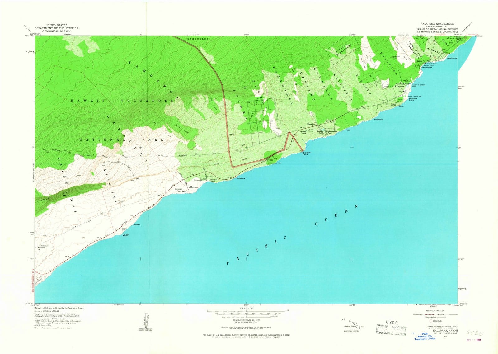 1966 Kalapana, HI - Hawaii - USGS Topographic Map