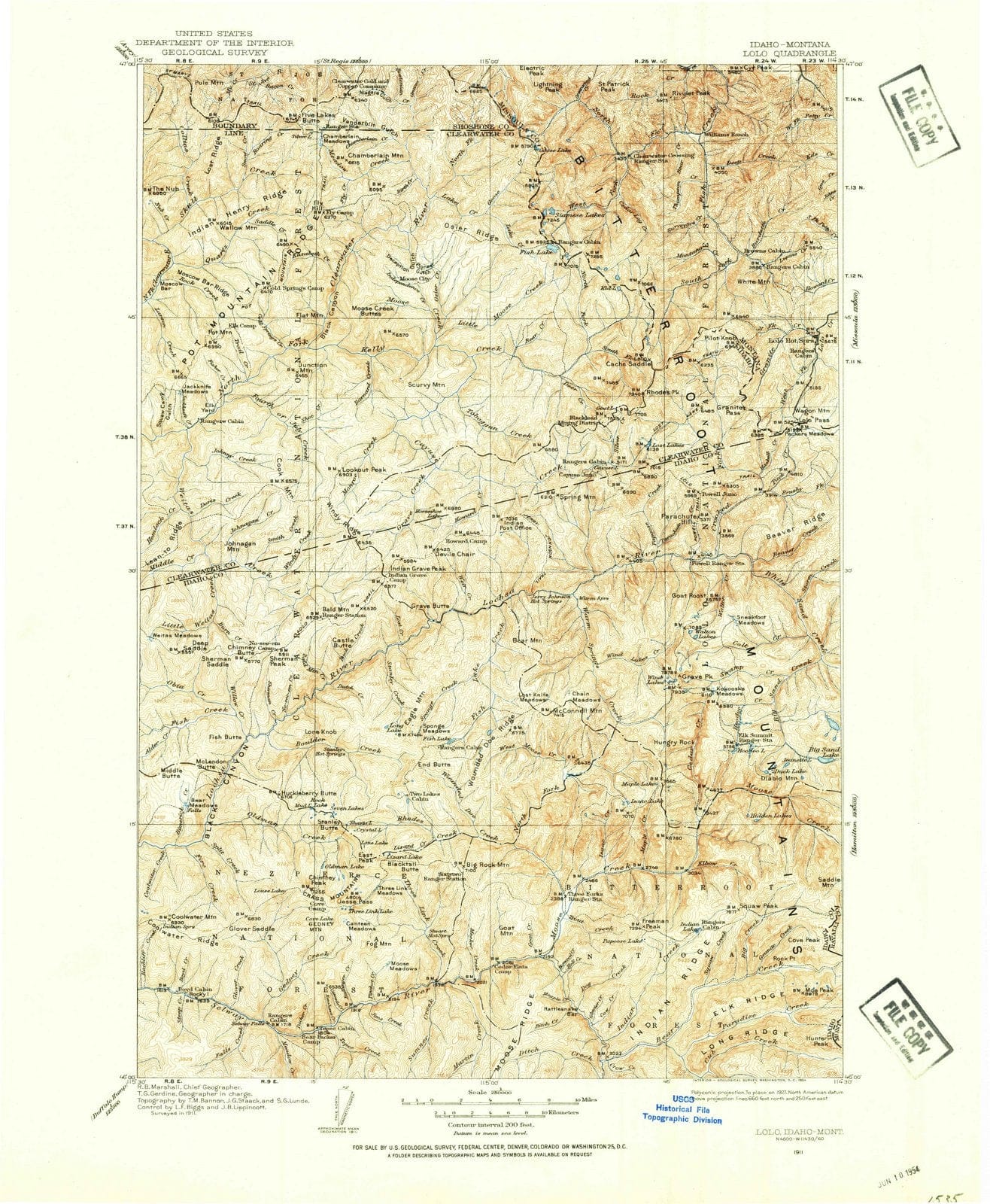 1911 Lolo, ID - Idaho - USGS Topographic Map