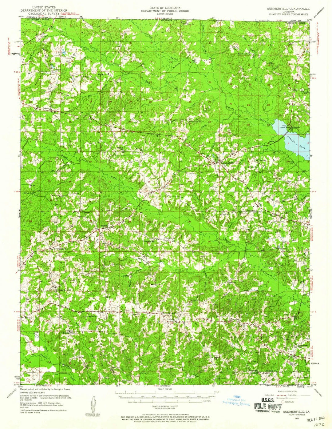 1951 Summerfield, LA - Louisiana - USGS Topographic Map