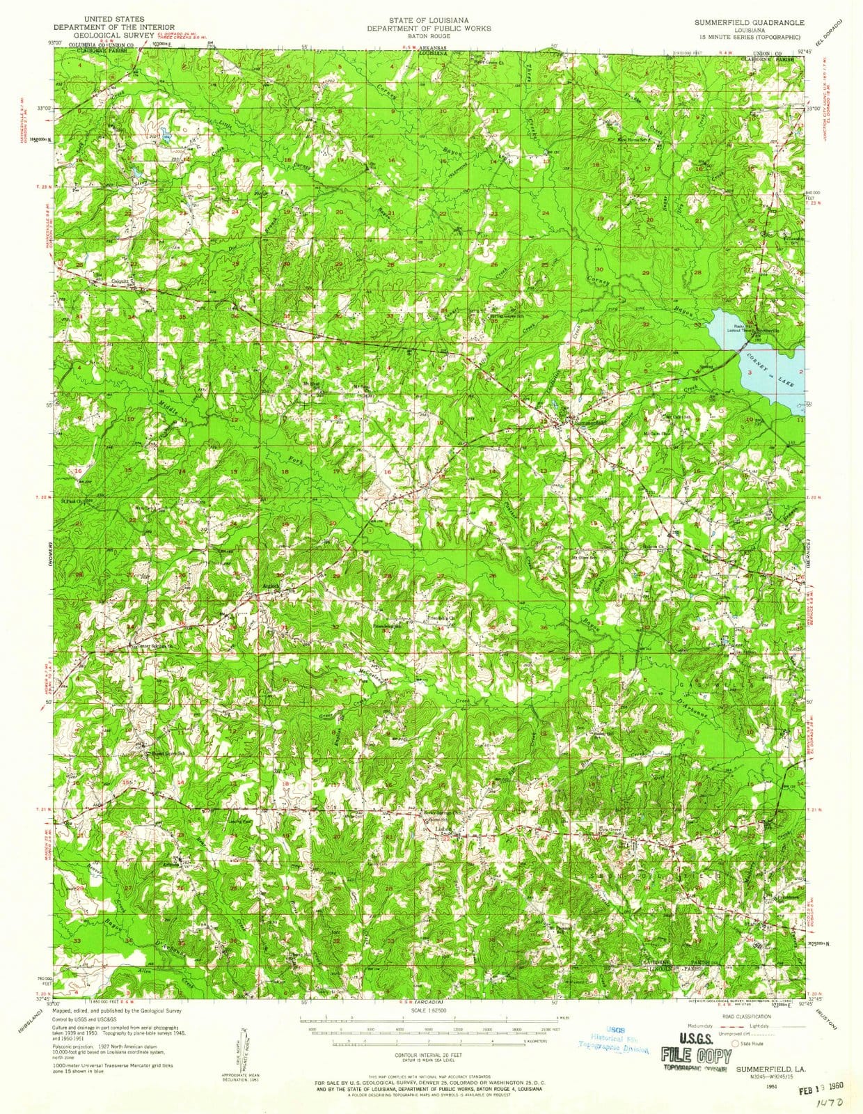 1951 Summerfield, LA - Louisiana - USGS Topographic Map