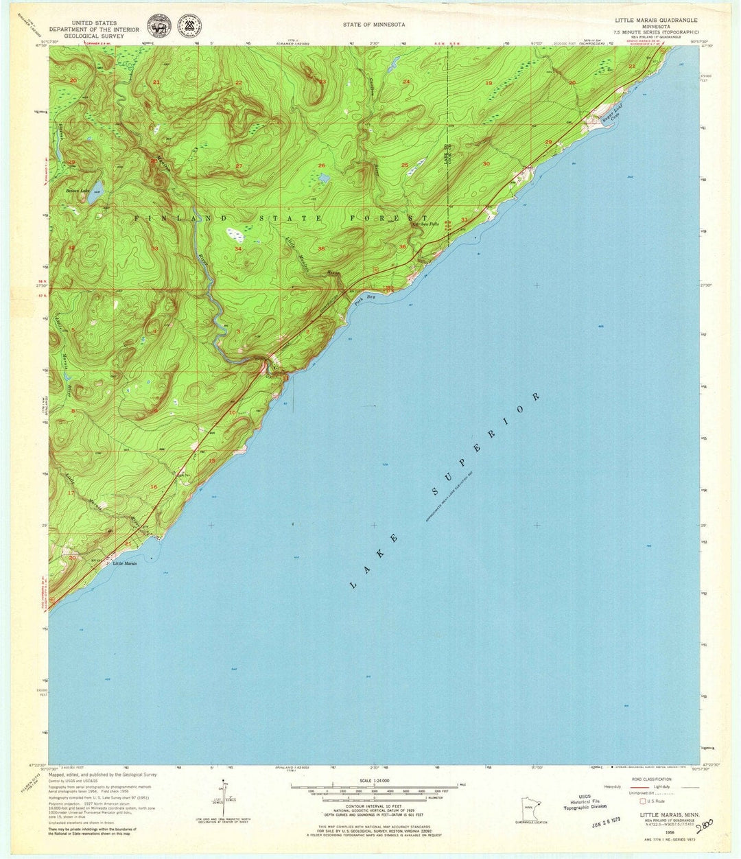 1956 Little Marais, MN - Minnesota - USGS Topographic Map