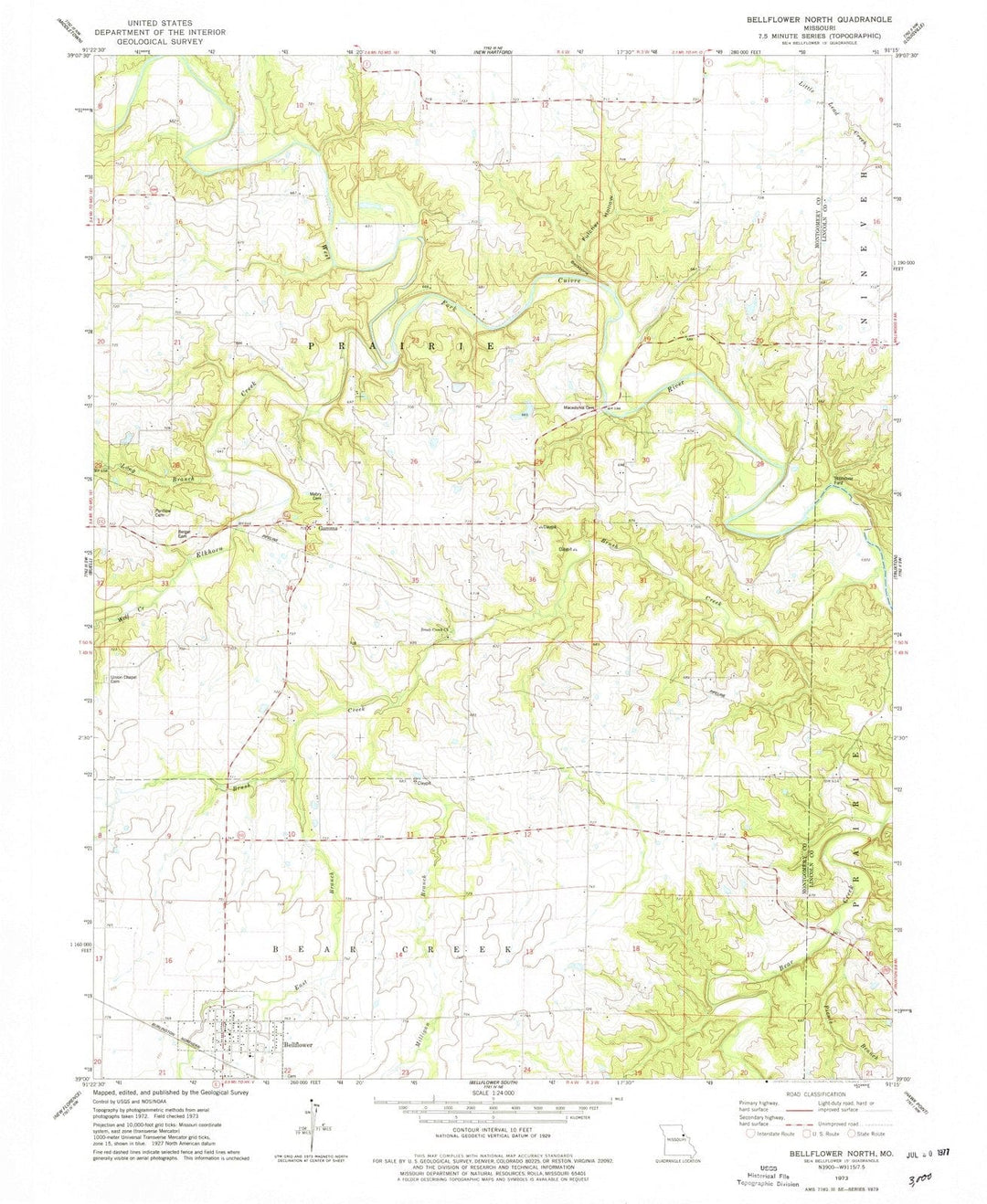 1973 Bellflower North, MO - Missouri - USGS Topographic Map