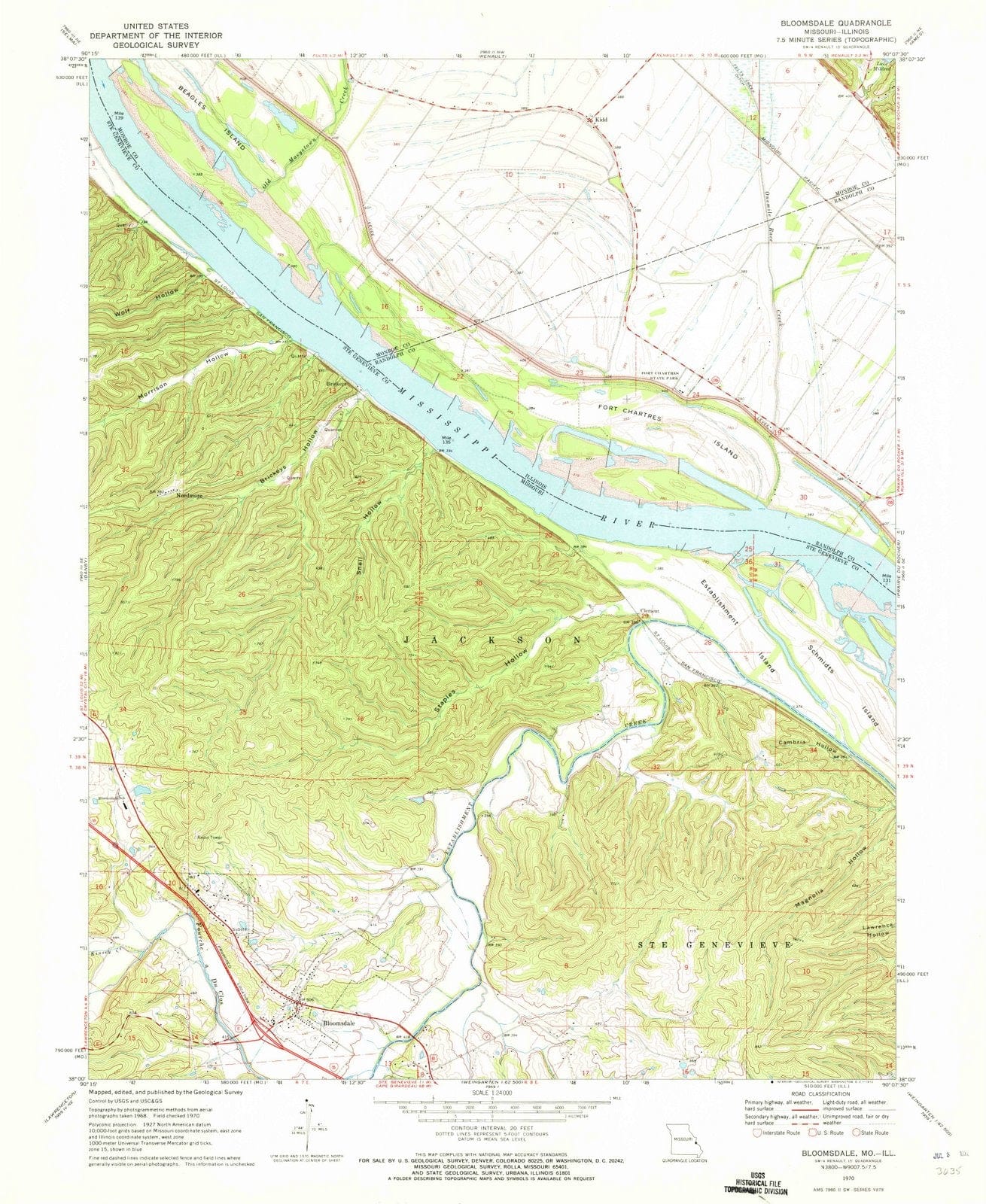 1970 Bloomsdale, MO - Missouri - USGS Topographic Map