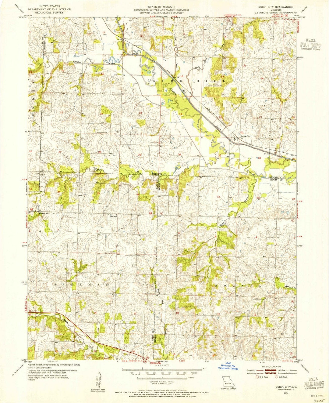 1954 Quick City, MO - Missouri - USGS Topographic Map