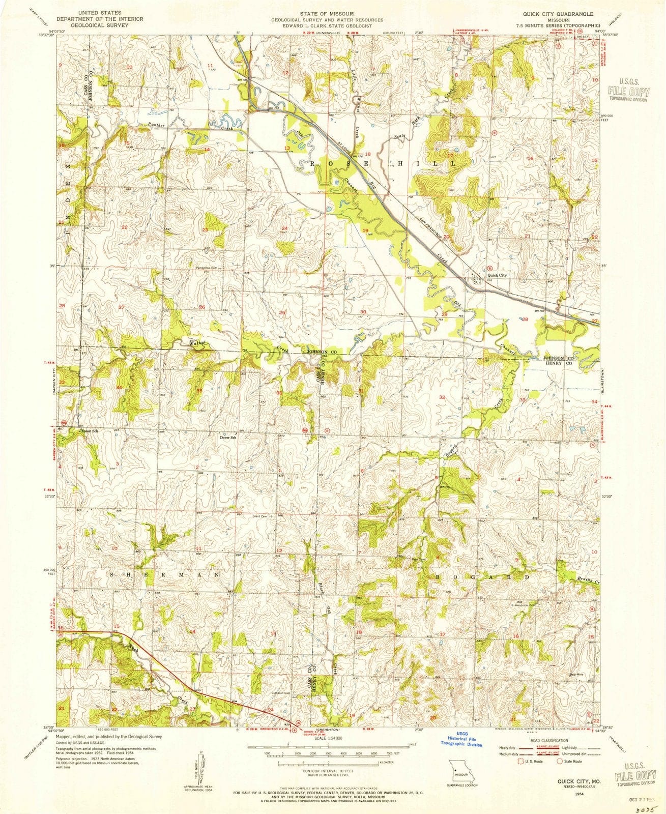 1954 Quick City, MO - Missouri - USGS Topographic Map