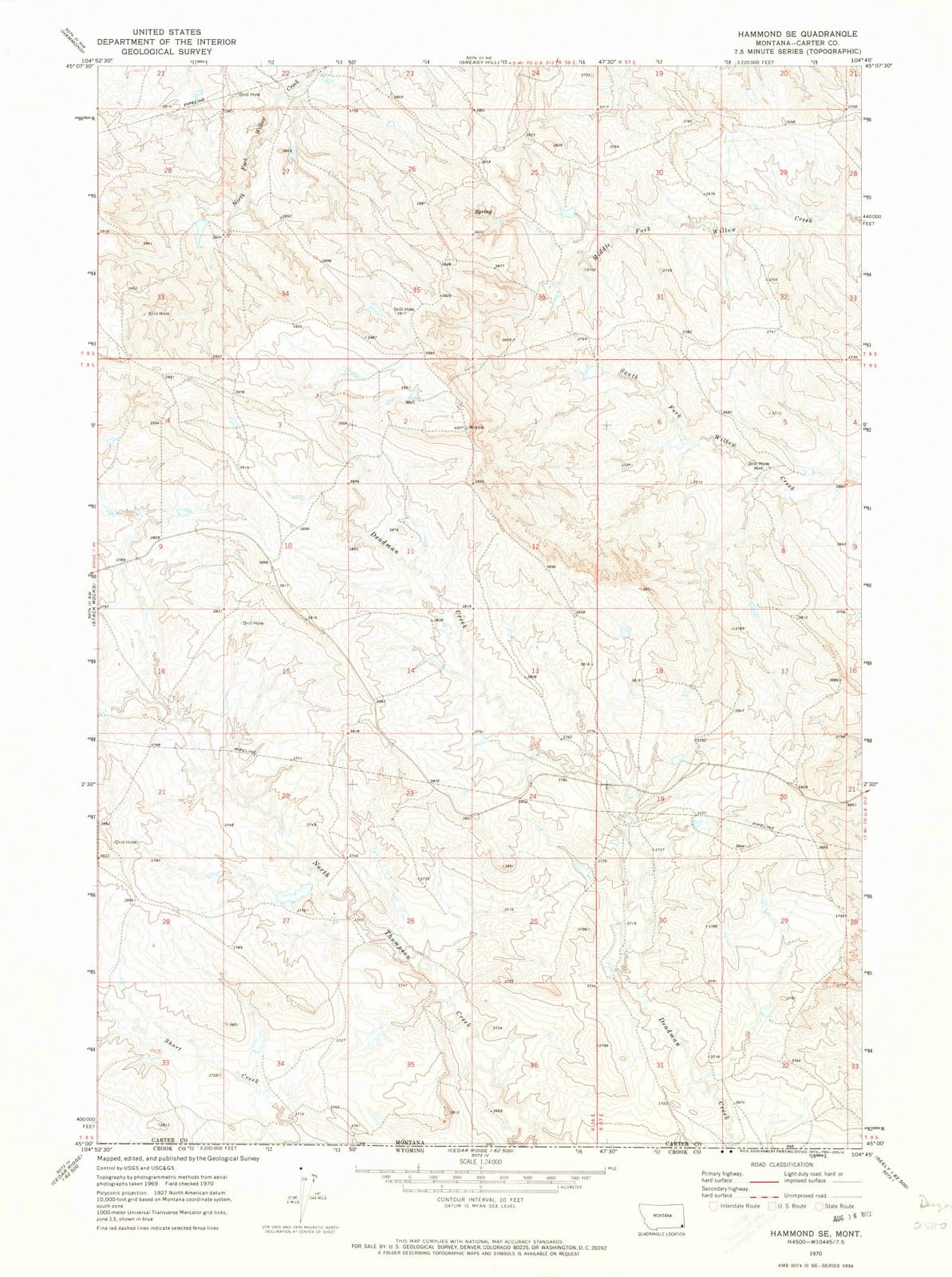 1970 Hammond, MT - Montana - USGS Topographic Map v2