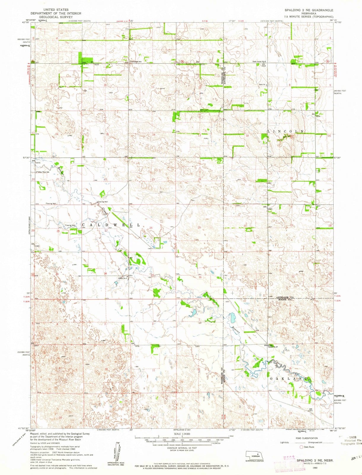 1960 Spalding 2, NE - Nebraska - USGS Topographic Map v4