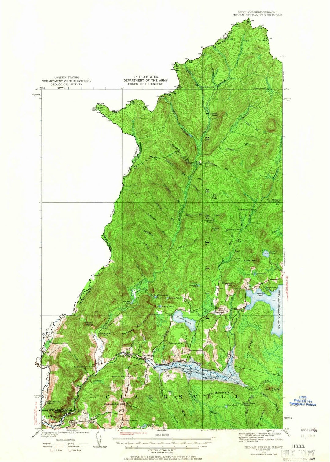 1926 Indian Stream, VT - Vermont - USGS Topographic Map