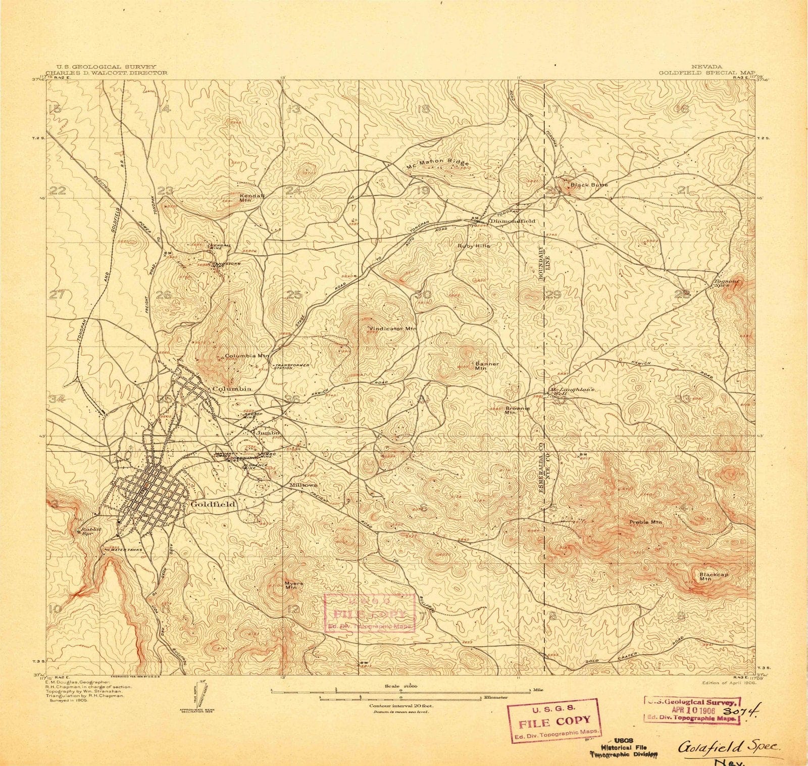 1906 Goldfield, NV - Nevada - USGS Topographic Map